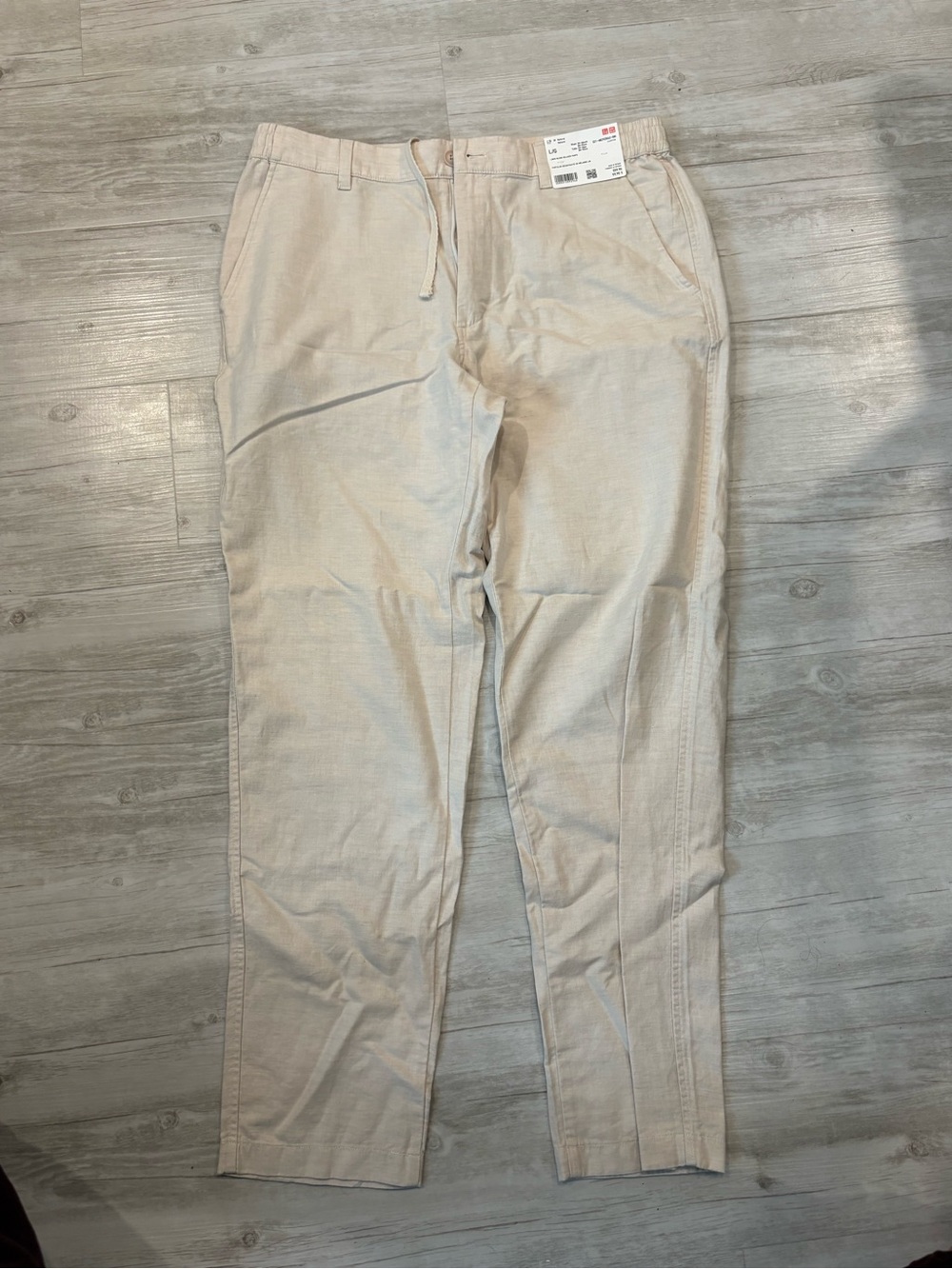 Uniqlo Men’s Linen Blend Relaxed Pants| Size: Large Colour: Natural
